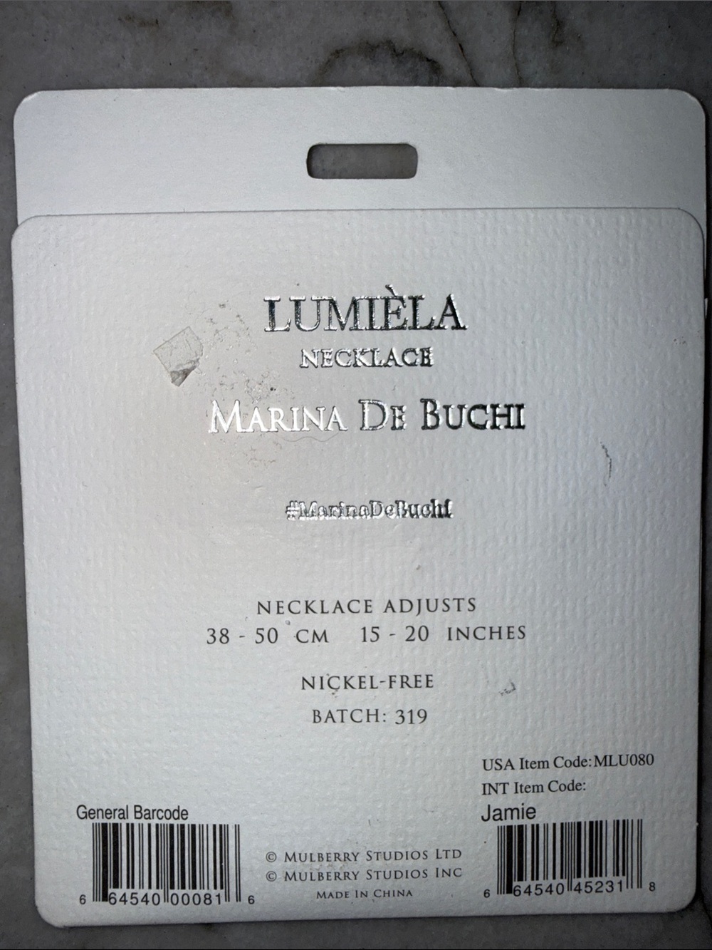 'Jamie' Gold Nameplate Necklace lumiela marina de buchi gold played 15-20 inch - Picture 2 of 2